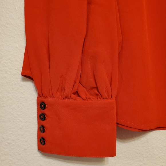 Boden Blouson Sleeve Silk Shirt- Post Box Red - Picture 8 of 13